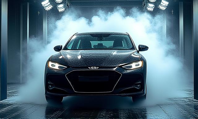 Automatická mycí linka s autem uvnitř