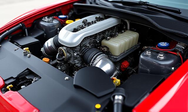 Detail čistého motoru v autě