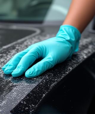 Zaměstnanec ručně myje auto